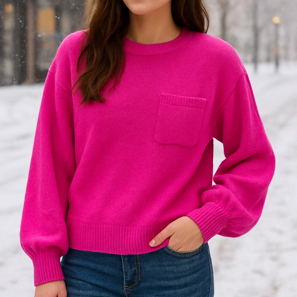 Super Soft Hot Pink Knit Sweater